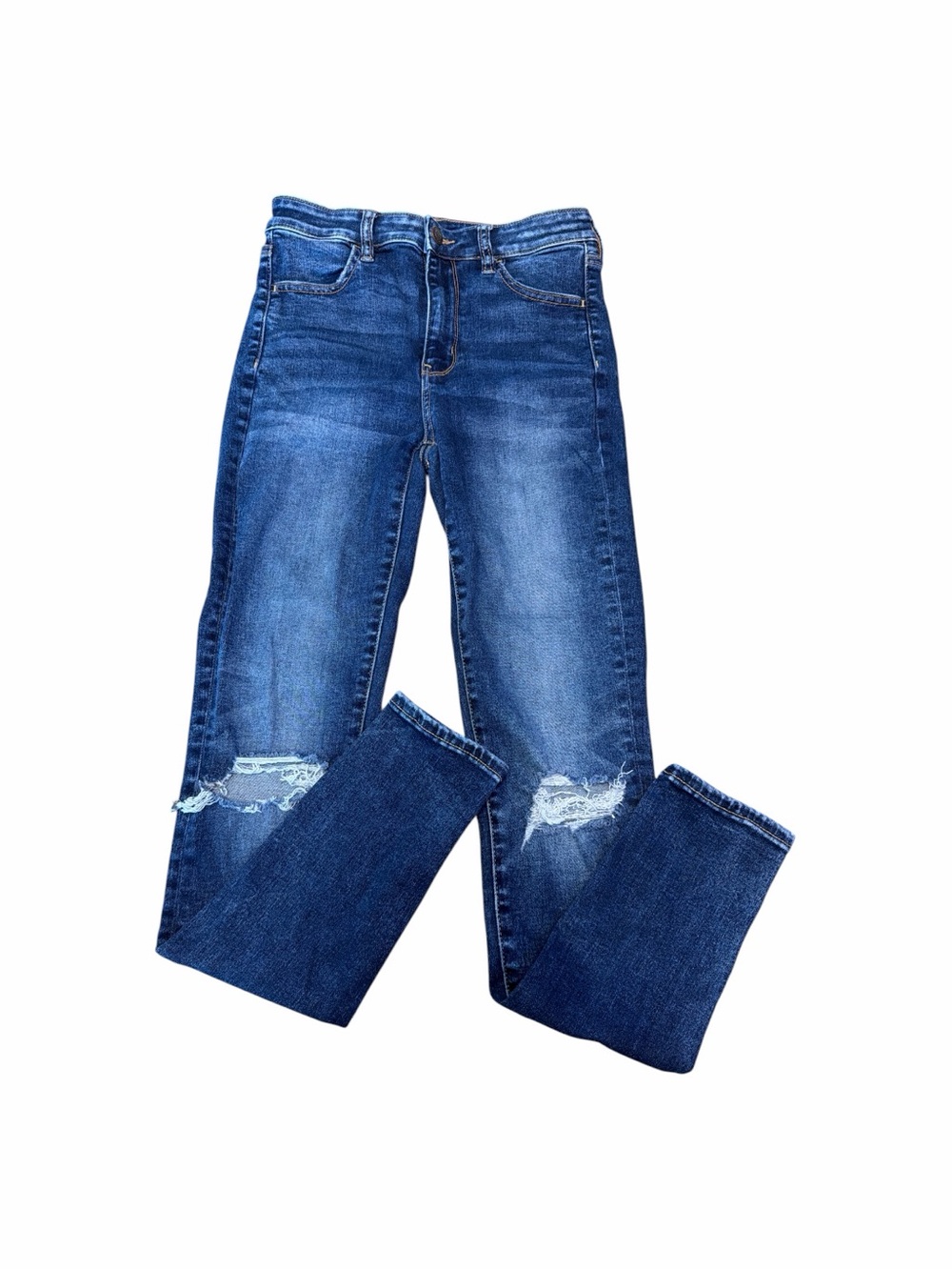 High Rise Distressed Skinny Jeans Medium Wash Stretch Women’s 4 American Eagle